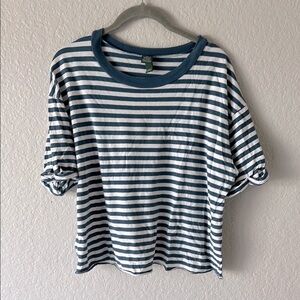 Wild Fable Navy and White Stripe Tee – Relaxed Short Sleeve